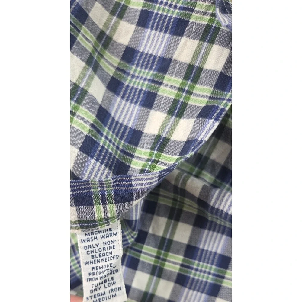 Vintage Polo Ralph Lauren Blake Polo Shirt Men 2XL Blue Plaid Pleated S/S EUC